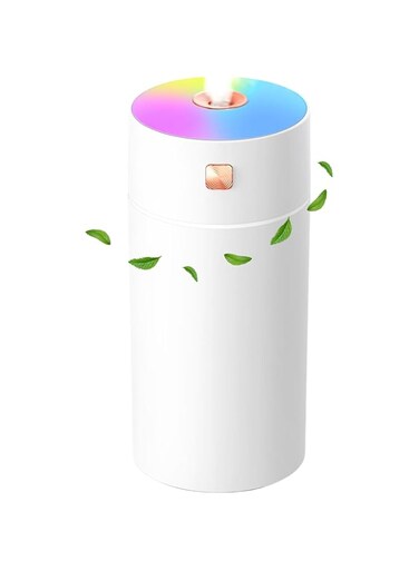 Fine Productions Humidifiers for Bedroom Cool Mist Humidifier with Night Light Rainbow, Cool Mist 300ML Humidifier for Home, Office, Quiet Operation (White)