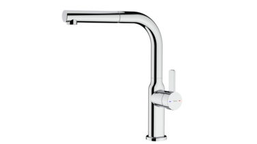 TEKA Single lever pull-out kitchen tap with oval body and 3/8" flexible inlet pipes OVAL 938