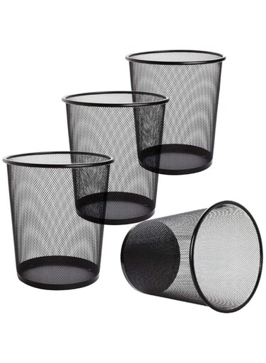 Lawei 4 Pack Trash Can Mesh Round Open Top Wastebasket - 2.5 Gallon Recycling Bins Garbage Waste Baskets for Office Home