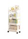 OYDAS 4-Tier Plastic Rolling Utility Cart with Handle, Multi-Functional Storage Trolley for Office, Living Room, Kitchen,Bathroom,Movable Storage Organizer with Wheels&amp;Hooks (White-4 Tier)