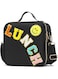 LOKFAR Insulated Lunch Bag Women Lunch Box Kids for Teen Girls Boys, Cute Preppy Lunch Boxes With Adjustable Shoulder Strap, Waterproof Nylon Lunchbox Lunch Bags for School Work Picnic (Black)