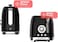 Radoco Retro Breakfast Set, Kettle 1.7L, 2-Slice Toaster, Espresso Machine, Blender, Stainless Steel, Black