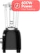 Radoco Retro Breakfast Set, Kettle 1.7L, 2-Slice Toaster, Espresso Machine, Blender, Stainless Steel, Black