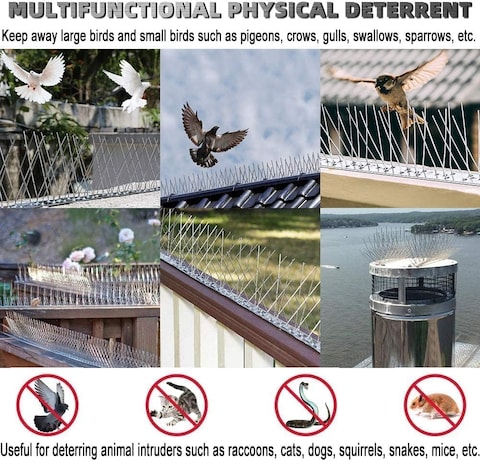 Stainless Steel Bird Spikes for Pigeons and Other Small Birds - No Plastic - Anti Bird Repellent Spikes Control Kit Assembled Spikes 50 Centimetre (Pack of 50)