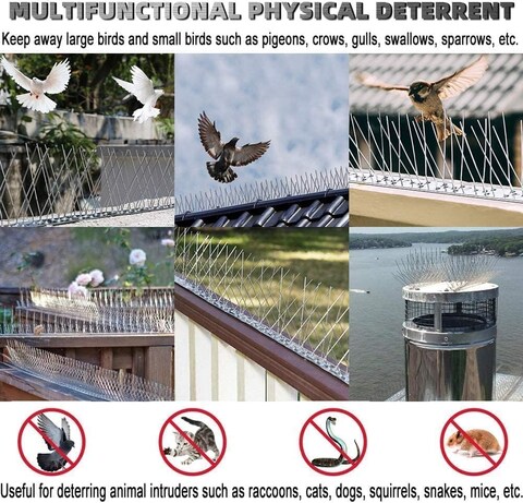 Stainless Steel Bird Spikes for Pigeons and Other Small Birds - No Plastic - Anti Bird Repellent Spikes Control Kit Assembled Spikes 100 Centimetre (Pack of 50)