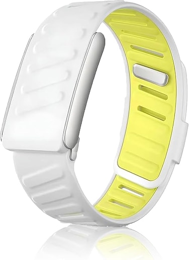 Silicone Wristband Compatible with Whoop 5.0 Band, Comfort Durable Soft Adjustable Silicone Sports Loop Strap for Men &amp; Women, with U Shapped Connector White Yellow - One/Peak