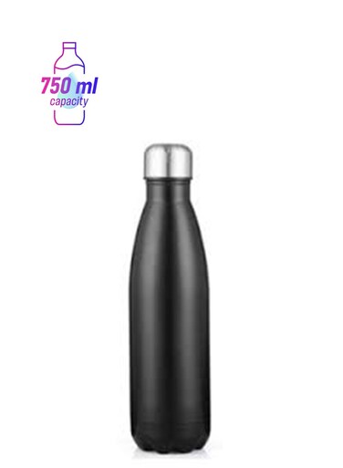 Wall Vacuum Insulated Water Bottle Black/Silver 8.5 x 8.5 x 32cm
