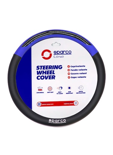 Sparco Steering Wheel Cover, Black/Blue ,TPU logo