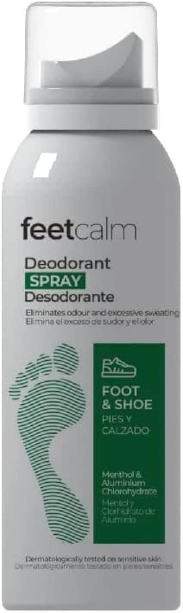 Feetcalm Deodorant Spray, 150ml, Eliminates Odor And Excessive Sweating, For Foot &amp; Shoe Use, Menthol &amp; Aluminium Chlorohydrate