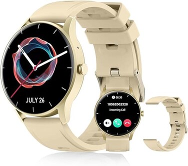 PEJE Smart Watches For Men,1.39" Display,Prayer Alerts,Arabic Support,Bluetooth Calls,IP68 Waterproof,Spo2/Hr/Sleep Tracking,123+ Sports Modes,7-Day Battery (230mah),Ios/Android.(Gold)