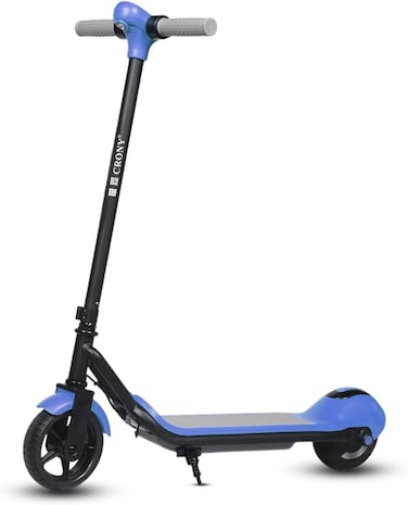 Crony Zl-E7 Kids Electric Scooter With LED Display, Dual Thumb Brake/Throttle, Bluetooth Speaker &amp; Step Lights, 10-14Km/H Speed, 60Kg Max Load, Foldable Lightweight Frame With Vacuum Tires, Blue