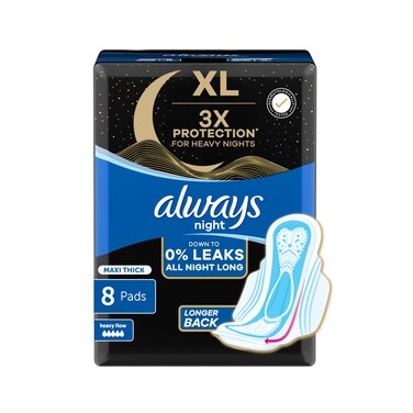 Always XL Night Pads, for Heavy Nights, Maxi Thick, 8 Pads