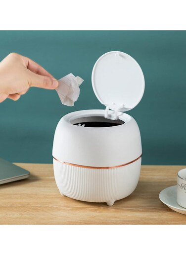 Trash can Creative Mini Desktop Trash can, with lid Small Home Office Cleaning Trash Button Desktop Storage bin