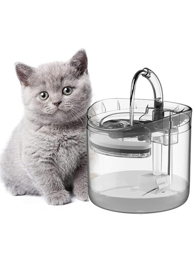 Pet Water Fountain, Cat Water Dispenser, Automatic Pet Drinking Fountain with Faucet Kits, 64oz/1.8L Super Quiet, Transparency Water Fountain for Dog and Cat