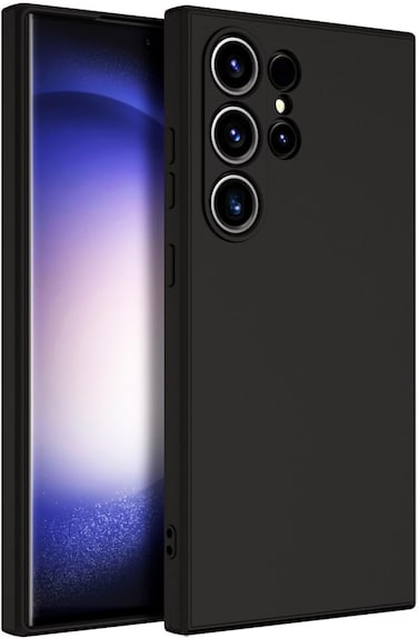 Case for Samsung Galaxy S24 Ultra 2024, Liquid Gel Rubber Bumper Case with Soft Microfiber Lining Cushion Slim Shockproof Protective with Camera Protection Cover for Samsung Galaxy S24 Ultra Black