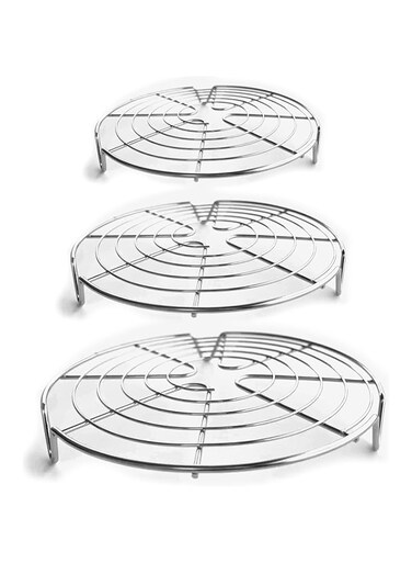 KITCHENATICS Round Cooling Racks for Cooking &amp; Baking, Stainless Steel Steamer Rack, Canning Rack, Cake Cooling Rack - Circle Wire Cooling Rack for Air Fryer, Instapot, Cake Pans - 3PC 7.5", 9", 10.5