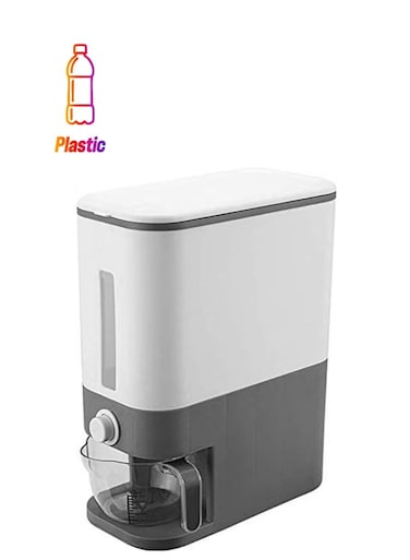 Rice Storage Automatic Box/Container - Large Sealed Kitchen Grain &amp; Rice Dispenser with Lid, 12KG Gray