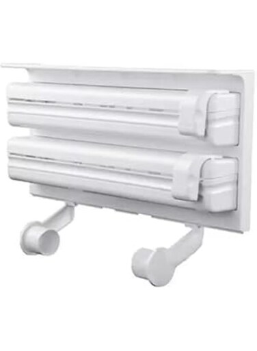 ZAAPPY 3-in-1 Multipurpose Kitchen Paper Dispenser - White Aluminum Wall Mount Triple Paper Dispenser