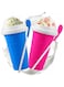 AWH 2 Pcs Slushie Maker Cup, Magic Quick Frozen Smoothies Cup Double Layer Squeeze Cup Homemade Milk Shake Ice Cream Maker Cooling Cup DIY for Family (Blue+Red)