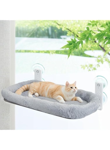 URbazaar Cat Window Perch，Lounge Mount Hammock Cat Window Hammock Foldable Cat Beds for Indoor Cats, Large Cats Window Seat Windowsill Safety with Sturdy Metal Frame Soft Cover (Type-B, 30 * 52cm)