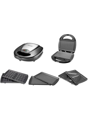 Sonashi 3-in-1 Multi Snack Maker SSM-861 - Detachable Sandwich, Grill, Waffle Making Plates with Bakelite Coating   Kitchen Appliances