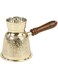 Mind Reader Turkish Style Brass Coffee Pot with Wooden Handle, Gold