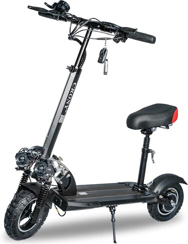 Crony V10 Pro Electric Scooter For Adults Kids, Dual Suspension&amp;Dual Brake, Triple LED Headlamps And LED Base Lights, 45-68 Km/H Speed, 10" Off Road All-Terrain E-Scooter, Black