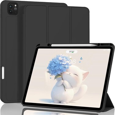 حافظة TIGO ثلاثية الطيات من مادة TPU للـ iPad Pro 12.9 من الجيل السادس / Air 13 (M2) 2024 باللون الأسود