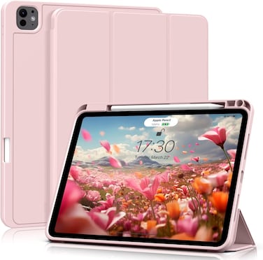 حافظة TIGO ثلاثية الطيات من مادة TPU للـ iPad Pro 12.9 من الجيل السادس / Air 13 (M2) 2024 باللون الوردي