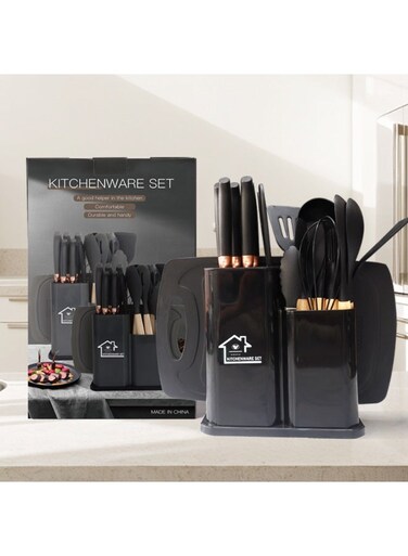 HOME 1550g The Perfect Combination of Food-Grade Silicone and 3Cr13 Stainless Steel - 19-Piece Set of Kitchen Knives and Tools