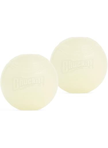 Chuckit! Chuckit - Max Glow Ball Medium 2 pack - dog toy - 1 piece, White, 6 cm