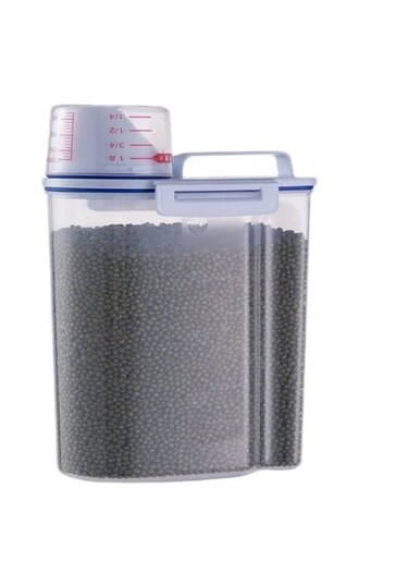 2L Storage Containers, Pet Food Container, Airtight Food Storage Container with Lid + Measuring Cup, 2kg Airtight Grain Container
