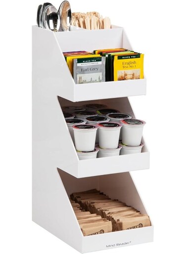 Acrylic 3-Tier Coffee/Tea Condiment Organizer, White