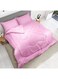 Linen Klub Down Alternative Comforter Set -Ultra Soft Brushed Stripe Microfiber Fabric, 200GSM Soft Fibersheet Filling, Size : Double 220 x 240cm , Color: Pink