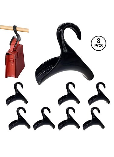 8Pcs Purse Hanger, Purse Holder for Closet Black Backpack Hanger Hook for Organizer Storage Purses Tote Bag Backpacks Handbags, Black