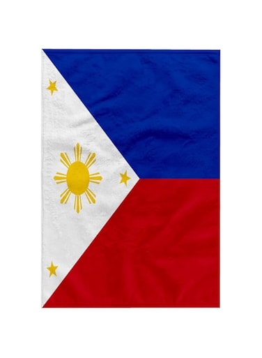 3D Rose Flag of the Philippines Filipino Blue Red White with Golden Yellow Sun and Stars Pambansang Watawat Towel, 15" x 22", Multicolor