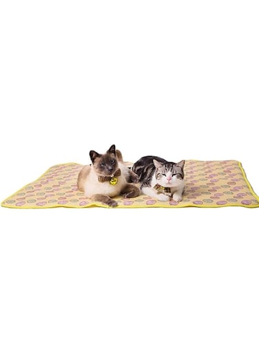 DELIFUR Dog Self Cooling Mat Pet Summer Cooling Pad Ice Silk Sleep Mat for Dogs Cats and Adults (Large:37 x 26.4 inches, Yellow)
