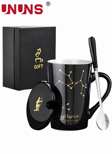 450ML Ceramic Coffee Mug Set- Constellation Drinkware Set Coffee Cups for Birthday Gift - Elegant &amp; Creative Zodiac Tea Cups for Coffee, Tea, Hot Chocolate, Cocoa - Sagittarius