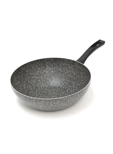 28cm 4L Dark Grey Granite Wok Pan With Premium Non-Stick Coating Deep Frying Pan Cookware For Stir Fries Made in Turkey