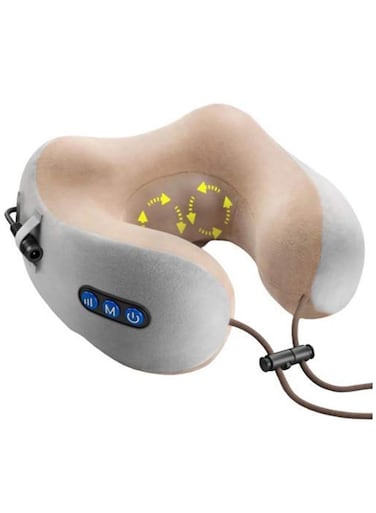 Travelling Pillow For Neck/Neck Massager/Shiatsu &amp;Vibrating Pain Relief U-Shaped Memory Foam Kneading Velvet Massager Relaxer For Airplane,Train,Car,Home&amp;Office With 2 Kneading Modes