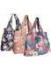 allydrew Large Foldable Tote Nylon Reusable Grocery Bag, 3 Pack, Classic Floral