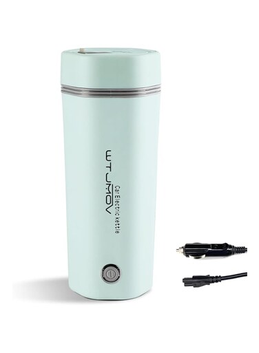 WTJMOV 12V Car Electric Travel Kettle, Portable Electric Tea Coffee Kettle for 12V Car, Water Boiler &amp; Heater Automatic Shut-Off (Light Green)