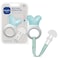 MAM Mini Cooler Teether With Clip, Boy, 2+ Months, 1-Count, White/Blue