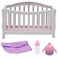 Baby Maziuna 8 Inches Doll In Crib Pink Set, Includes Removable Outfit, Toothbrush, Cup, Toothpaste, Washbasin, Press Sink For 4 Sounds &ndash; Early Roleplay Set For Toddlers Ages 2+