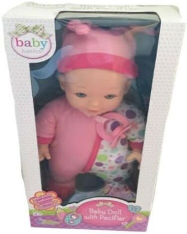 Baby Nursery Doll Soft Body 11-Inch, 2 Styles with Pacifier Or with Rattle, Gentle and Cuddly, Perfect For Little Hands, Machine Washable For Easy Care, Ideal For Children Ages 2 and Up