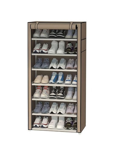 ECVV 8 Tiers Shoe Storage Organizer with Dustproof Cover Multi-Tier Closet Cabinet Shelf Shoe Shelf Storage Organizer for Doorway, Corridor, Balcony, Living Room (Coffee)