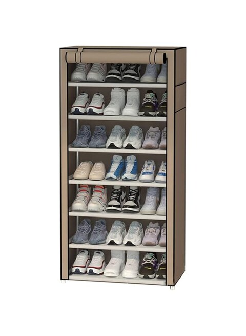 ECVV 8 Tiers Shoe Storage Organizer with Dustproof Cover Multi-Tier Closet Cabinet Shelf Shoe Shelf Storage Organizer for Doorway, Corridor, Balcony, Living Room (Coffee)