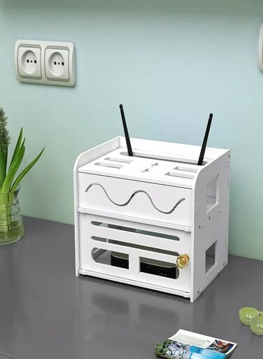 Multi Functional Router Storage Box White 24x18x19cm