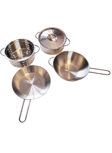 Ikea 4 Pieces cookware Set, Stainless Steel Color-Kids Toys, Silver, 1-Pack