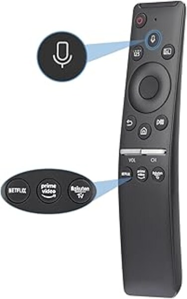 Gvirtue BN59-01330B BN59-01329B BN59-01328A Voice Remote Control Compatible with All Samsung Smart LED The Serif QLED 4K 8K HDR TV QE43LS01TAUXXU - (Netflix Rakuten TV and Prime Video Buttons)